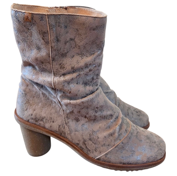 El Naturalista Made In Spain Leather Women's Metallic Heeled Ankle Boots EU 41 - Picture 10 of 16